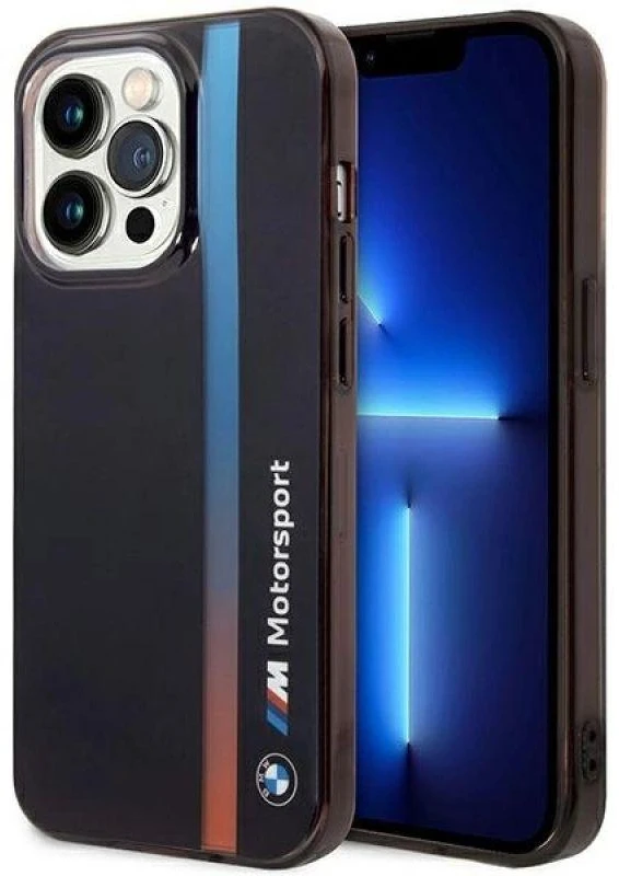 Dėklas BMW BMHCP14L22HVGV Apple iPhone 14 Pro 6.1″ juodos spalvos IML Tricolor Stripe