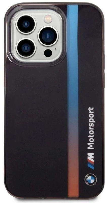 Dėklas BMW BMHCP14L22HVGV Apple iPhone 14 Pro 6.1″ juodos spalvos IML Tricolor Stripe