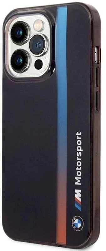 Dėklas BMW BMHCP14L22HVGV Apple iPhone 14 Pro 6.1″ juodos spalvos IML Tricolor Stripe