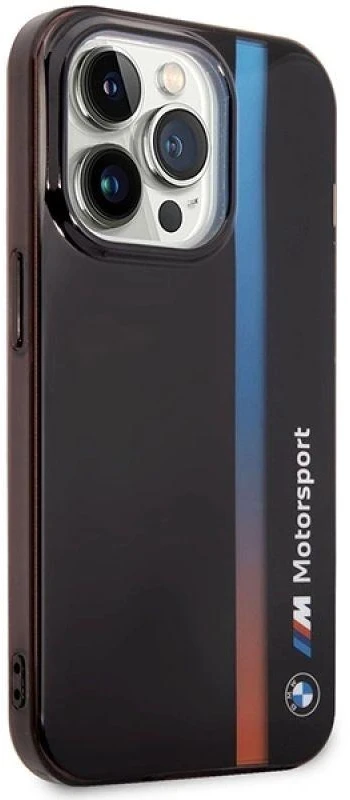 Dėklas BMW BMHCP14L22HVGV Apple iPhone 14 Pro 6.1″ juodos spalvos IML Tricolor Stripe