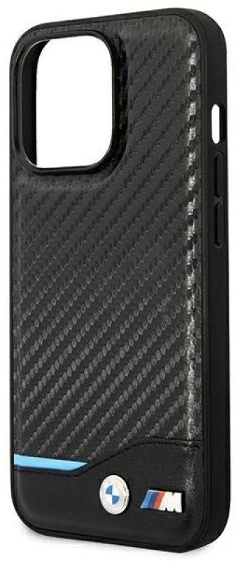 Dėklas BMW BMHCP14L22NBCK Apple iPhone 14 Pro 6,1″ juodos spalvos Leather Carbon