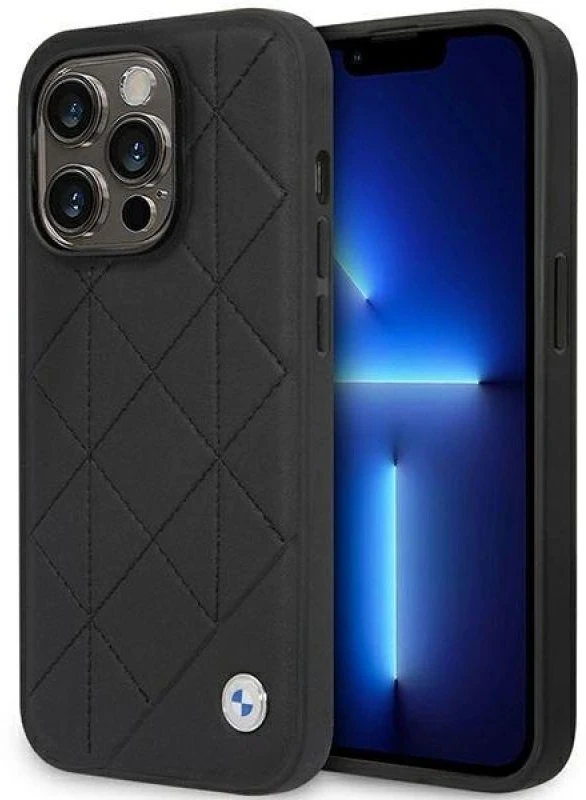 Apple iPhone 14 Pro BMW odinis dėklas Quilted (BMHCP14L22RQDK) juodos spalvos