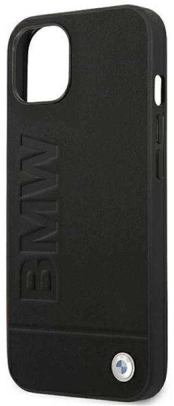 Dėklas BMW BMHCP14MSLLBK iPhone 14 Plus / 15 Plus 6,7″ juodos spalvos Leather Stamp