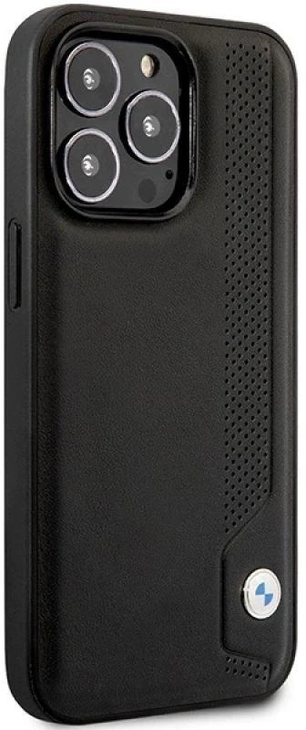 BMW BMHCP14X22RBDK dėklas Apple iPhone 14 Pro Max 6.7″ juodos spalvos kietas dėklas Leather Mėlyna Dots