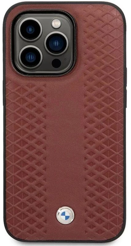 Dėklas BMW BMHCP14X22RFGR Apple iPhone 14 Pro Max 6,7″ burgundy Leather Diamond Pattern