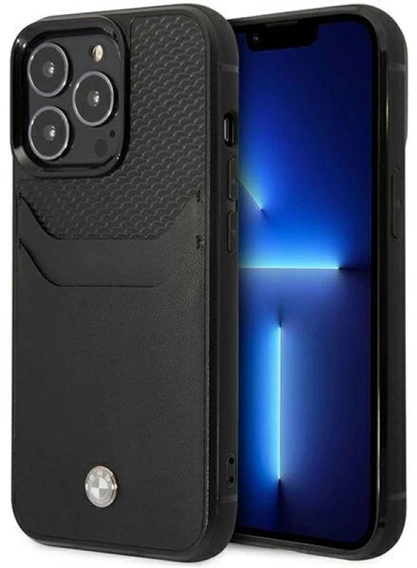 BMW BMHCP14X22RSEPK dėklas Apple iPhone 14 Pro Max 6.7″ juodos spalvos juodos spalvos Leather Card Slot