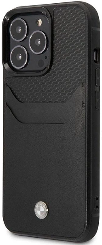 BMW BMHCP14X22RSEPK dėklas Apple iPhone 14 Pro Max 6.7″ juodos spalvos juodos spalvos Leather Card Slot