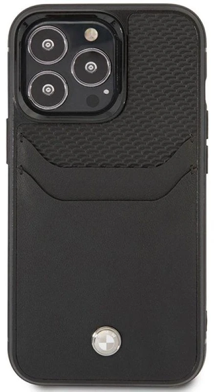 BMW BMHCP14X22RSEPK dėklas Apple iPhone 14 Pro Max 6.7″ juodos spalvos juodos spalvos Leather Card Slot