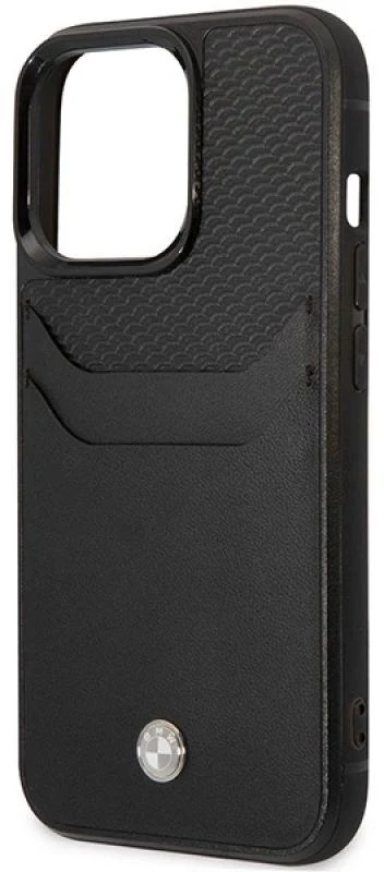 BMW BMHCP14X22RSEPK dėklas Apple iPhone 14 Pro Max 6.7″ juodos spalvos juodos spalvos Leather Card Slot