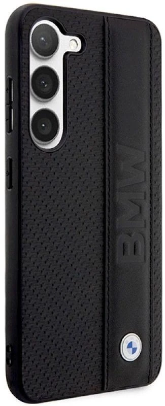 Dėklas BMW BMHCS23M22RDPK S23+ S916 juodos spalvos hardcase Leather Textured & Stripe