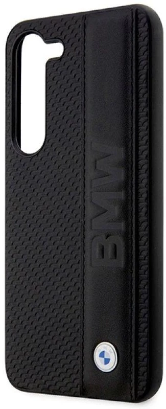 Dėklas BMW BMHCS23M22RDPK S23+ S916 juodos spalvos hardcase Leather Textured & Stripe