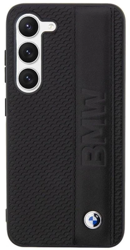 Dėklas BMW BMHCS23M22RDPK S23+ S916 juodos spalvos hardcase Leather Textured & Stripe