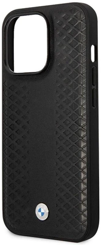 BMW BMHMP14L22RFGK Apple iPhone 14 Pro 6.1″ dėklas juodos spalvos Leather Diamond Pattern MagSafe