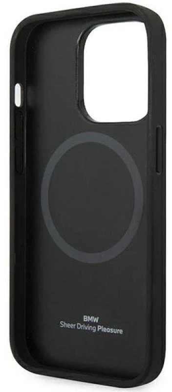 BMW BMHMP14L22RFGK Apple iPhone 14 Pro 6.1″ dėklas juodos spalvos Leather Diamond Pattern MagSafe