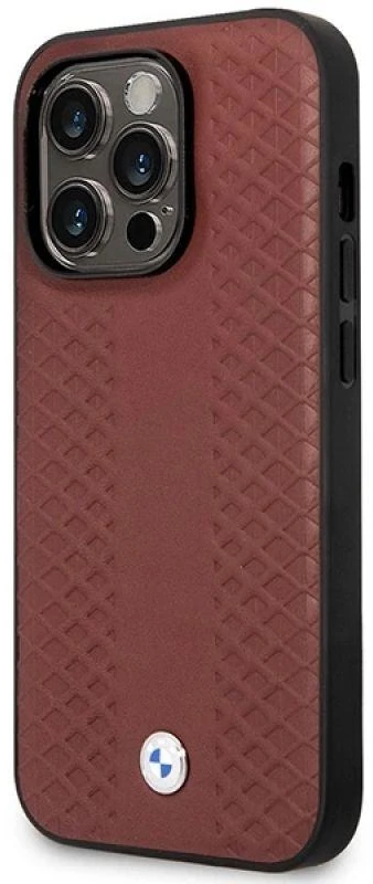 BMW BMHMP14L22RFGR dėklas Apple iPhone 14 Pro 6.1″ burgundy burgundy Leather Diamond Pattern MagSafe