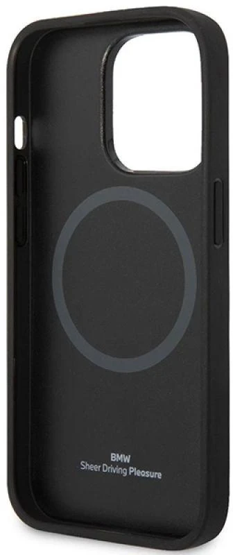 BMW BMHMP14L22RPSR dėklas Apple iPhone 14 Pro 6.1 bordo spalvos odinės sėdynės su MagSafe raštu