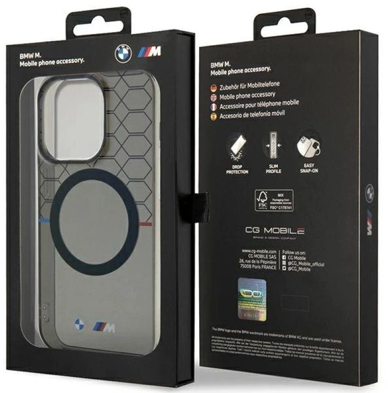 BMW BMHMP14LHGPK Apple iPhone 14 Pro 6.1″ Pilkas Pattern MagSafe Dėklas