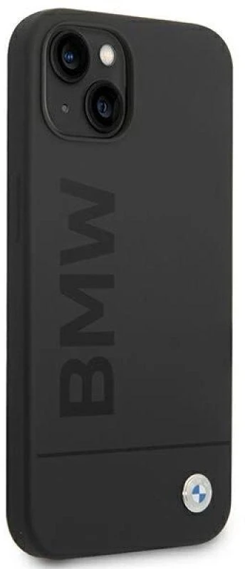 BMW BMHMP14MSLBLBK Apple iPhone 14 Plus / 15 Plus 6,7″ juodos spalvos kietas dėklas Silicone Signature Logo M