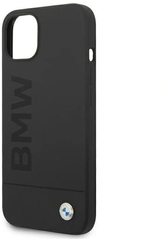 BMW BMHMP14MSLBLBK iPhone 14 Plus / 15 Plus 6,7″ juodos spalvos kietas dėklas Silicone Signature Logo M