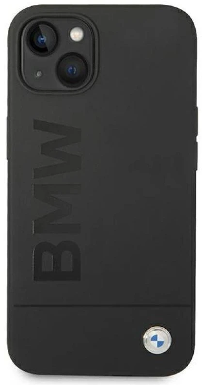 BMW BMHMP14MSLBLBK Apple iPhone 14 Plus / 15 Plus 6,7″ juodos spalvos kietas dėklas Silicone Signature Logo M