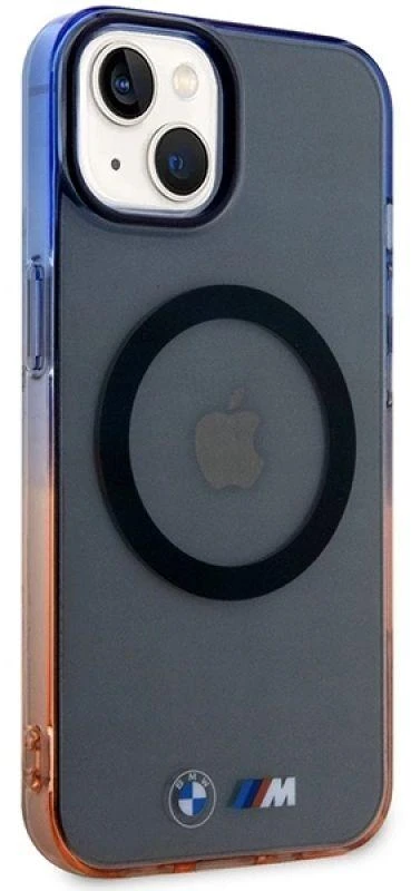 BMW BMHMP14SHTGE dėklas Apple iPhone 14 15 13 6.1″ pilka kietas dėklas Gradient Bumper MagSafe