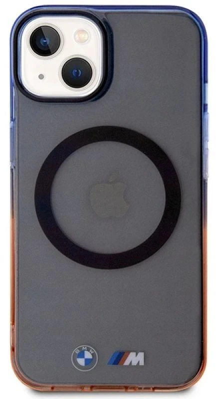 BMW BMHMP14SHTGE dėklas Apple iPhone 14 15 13 6.1″ pilka kietas dėklas Gradient Bumper MagSafe