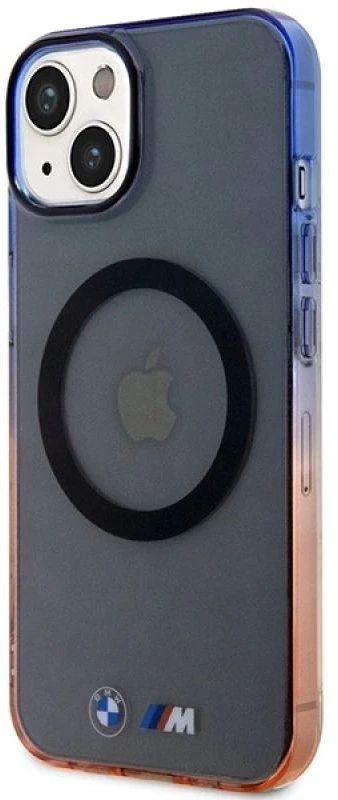 BMW BMHMP14SHTGE dėklas Apple iPhone 14 15 13 6.1″ pilka kietas dėklas Gradient Bumper MagSafe