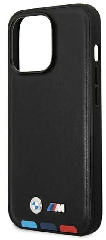 Dėklas BMW BMHMP14X22PTDK Apple iPhone 14 Pro Max 6,7″ juodos spalvos Leather Stamp Tricolor Magsafe