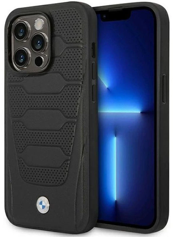 BMW BMHMP14X22RPSK dėklas Apple iPhone 14 Pro Max 6.7″ juodos spalvos Leather Seats Pattern MagSafe