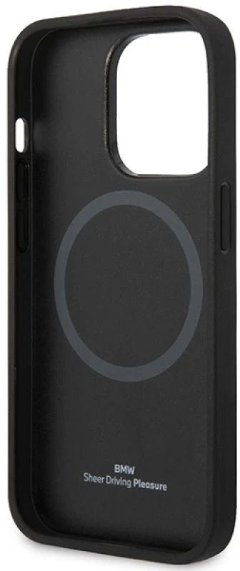BMW BMHMP14X22RPSK dėklas Apple iPhone 14 Pro Max 6.7″ juodos spalvos Leather Seats Pattern MagSafe