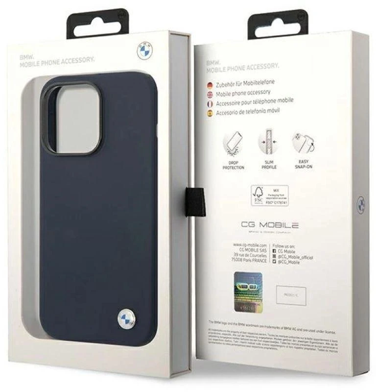BMW BMHMP14XSILNA Apple iPhone 14 Pro Max 6.7″ navy Silicone Metal Logo MagSafe Dėklas