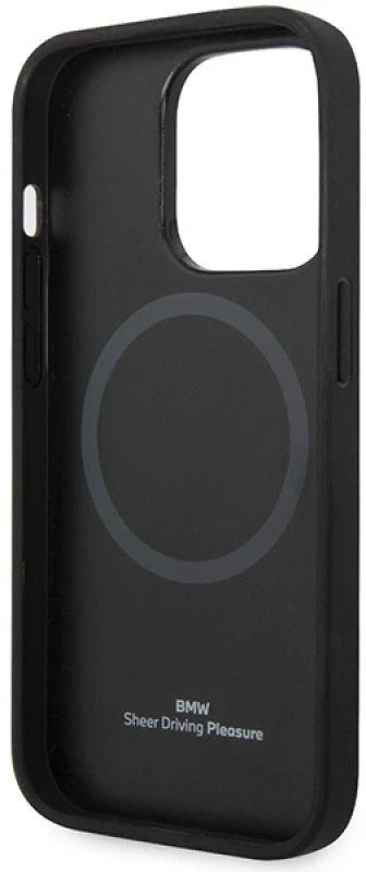 BMW BMHMP14XSLLNA Apple iPhone 14 Pro Max 6.7″ navy kietas dėklas Leather Hot Stamp MagSafe