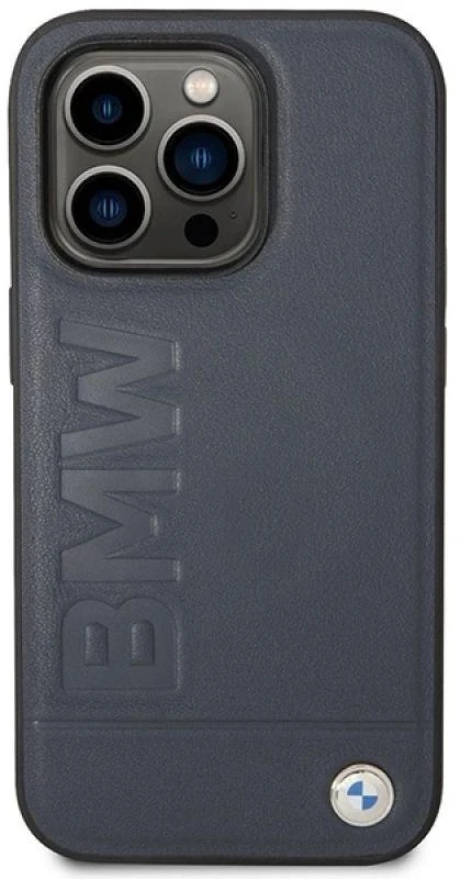 BMW BMHMP14XSLLNA Apple iPhone 14 Pro Max 6.7″ navy kietas dėklas Leather Hot Stamp MagSafe