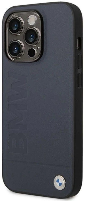 BMW BMHMP14XSLLNA Apple iPhone 14 Pro Max 6.7″ navy kietas dėklas Leather Hot Stamp MagSafe