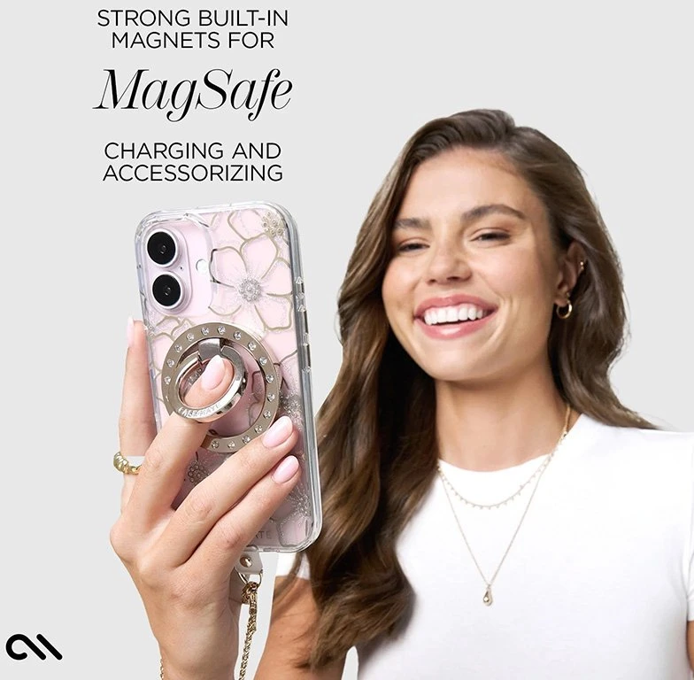 Dėklas Case-Mate Floral Gems MagSafe do iPhone 16 Plus auksinė