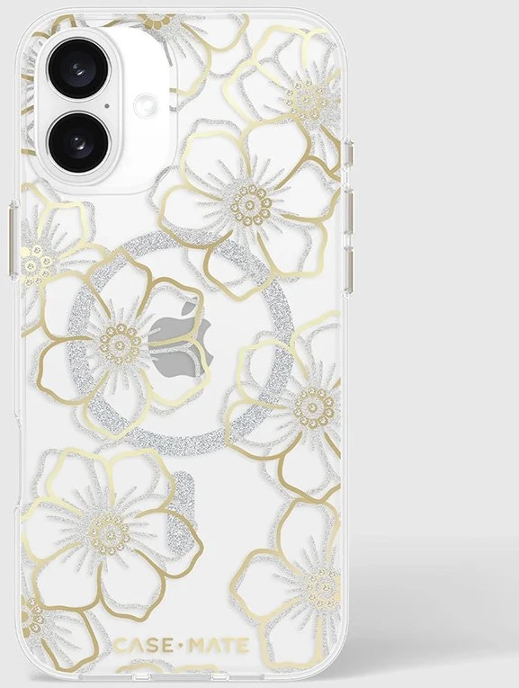 Dėklas Case-Mate Floral Gems MagSafe do iPhone 16 Plus auksinė
