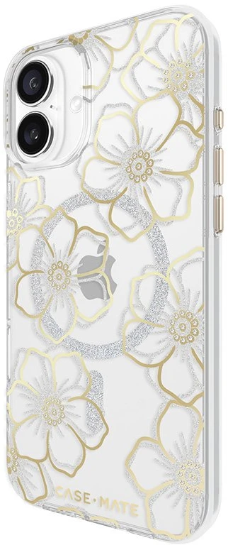 Dėklas Case-Mate Floral Gems MagSafe do iPhone 16 Plus auksinė