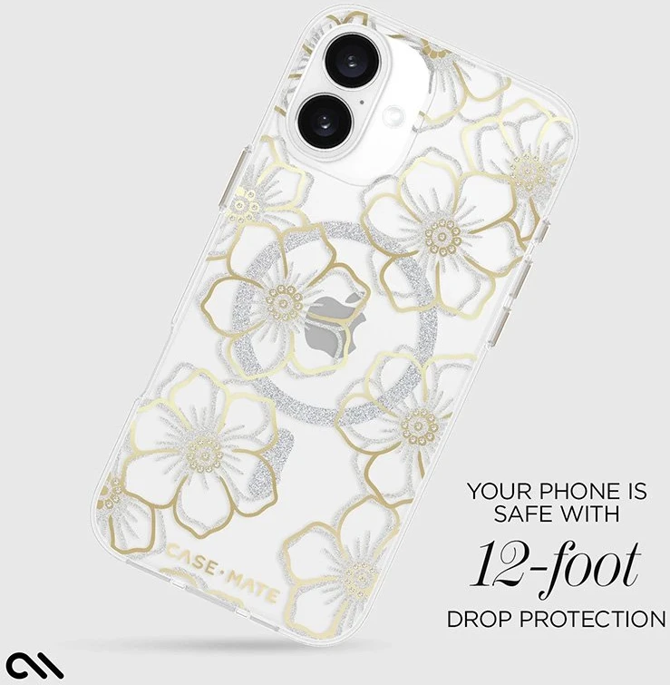 Dėklas Case-Mate Floral Gems MagSafe do iPhone 16 Plus auksinė