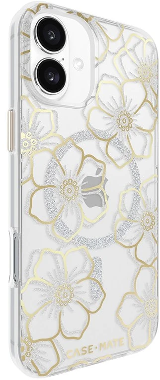 Dėklas Case-Mate Floral Gems MagSafe do iPhone 16 Plus auksinė