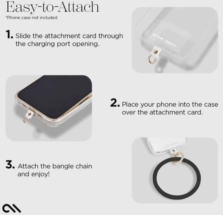 Dėklas Case-Mate Phone Bangle - Wrist virvelė telefonui Juodas