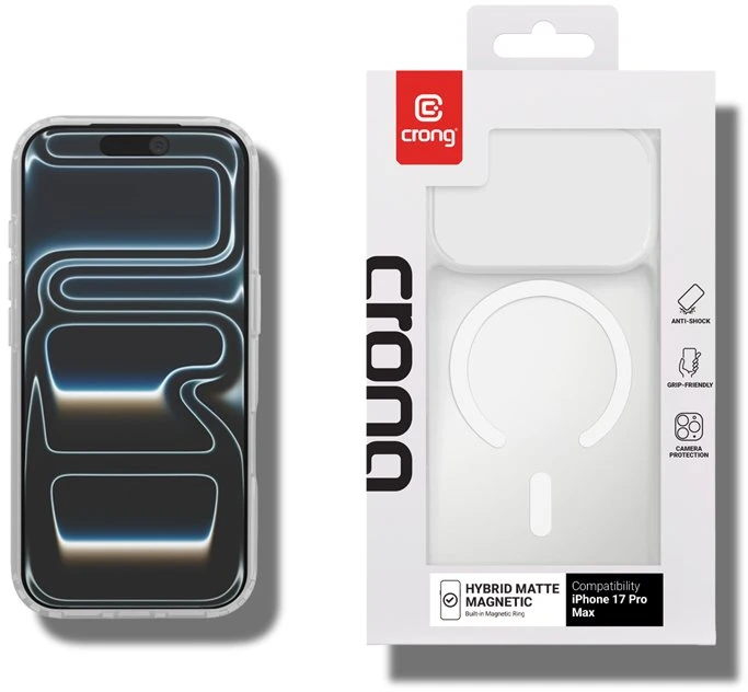Dėklas Crong Hybrid Matte Magnetic, baltas, iPhone 17 Pro Max