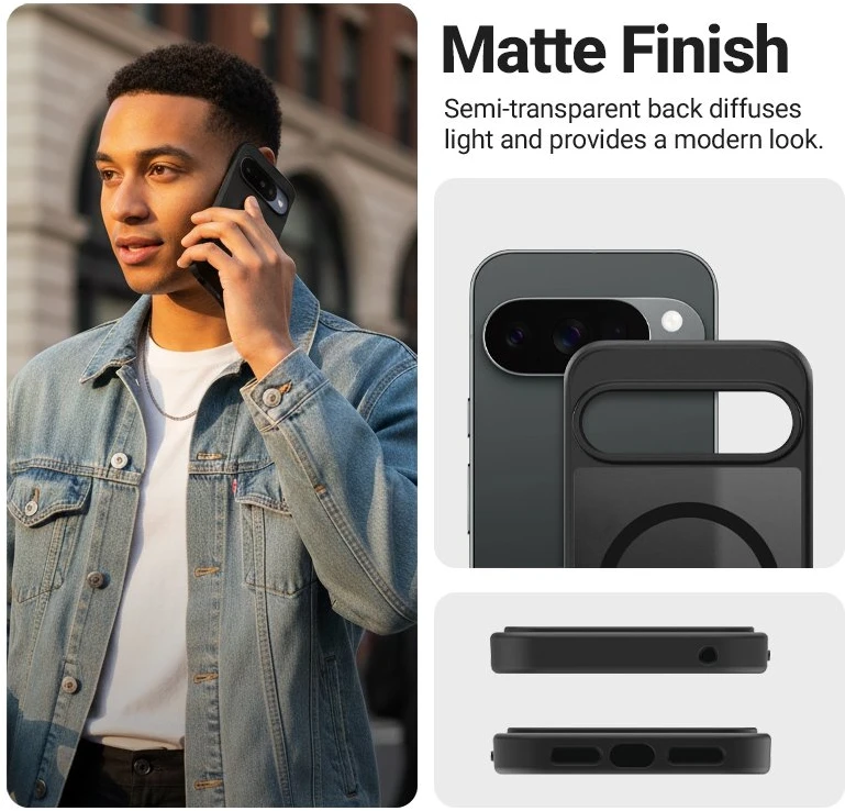 Dėklas Crong Hybrid Matte Magnetic Google Pixel 10 Pro, juodas