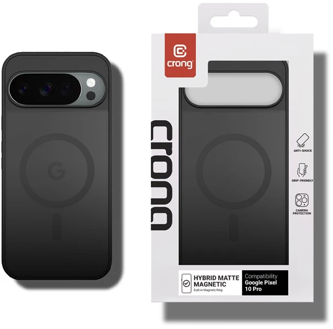 Dėklas Crong Hybrid Matte Magnetic Google Pixel 10 Pro, juodas