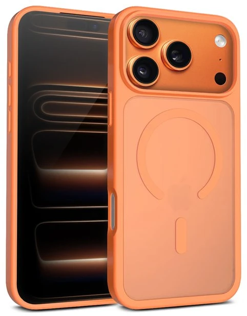 Dėklas Crong Hybrid Matte Magnetic iPhone 17 Pro, oranžinis