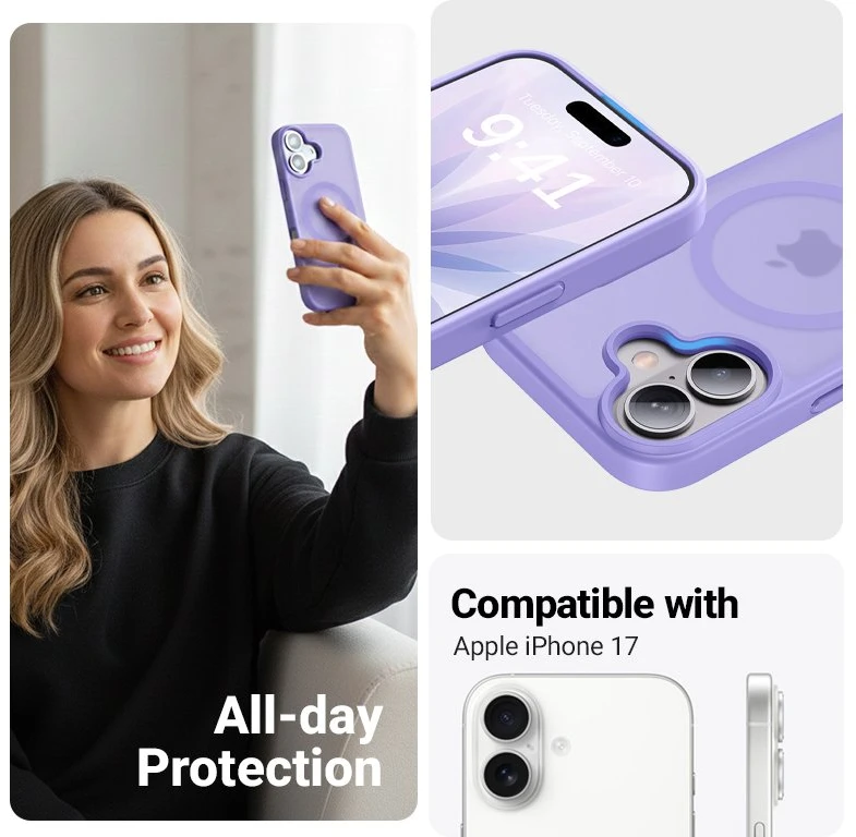 Dėklas Crong Hybrid Matte Magnetic iPhone 17, alyvinis
