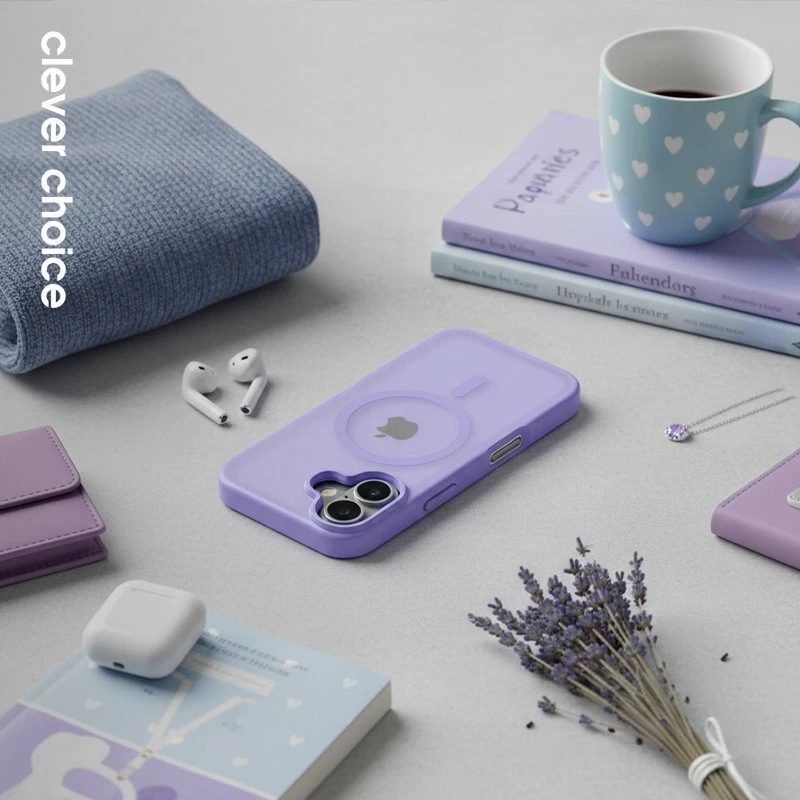 Dėklas Crong Hybrid Matte Magnetic iPhone 17, alyvinis