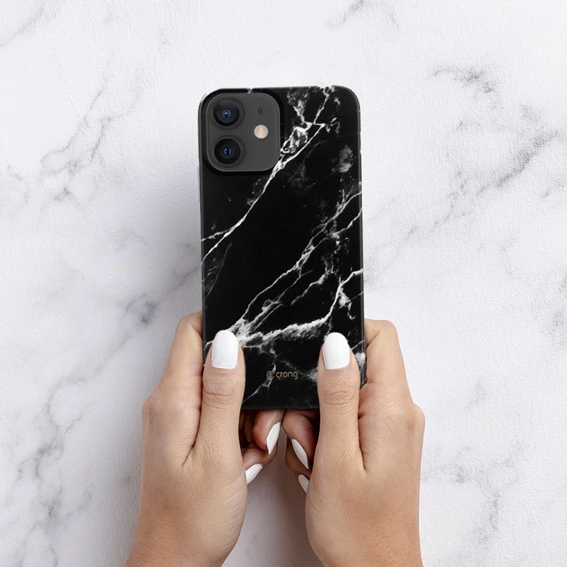 Crong Marble dėklas - dėklas skirtas Apple iPhone 12 Mini Juodas