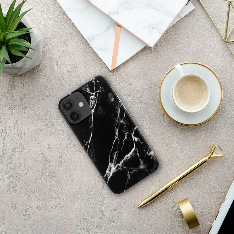 Crong Marble dėklas - dėklas skirtas Apple iPhone 12 Mini Juodas