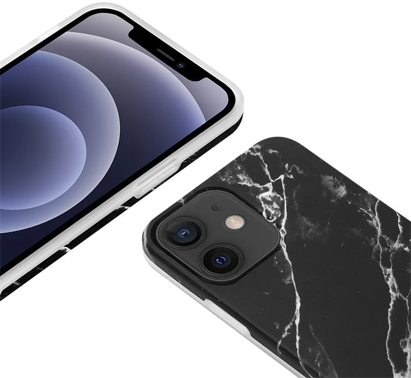 Crong Marble dėklas - dėklas skirtas Apple iPhone 12 Mini Juodas