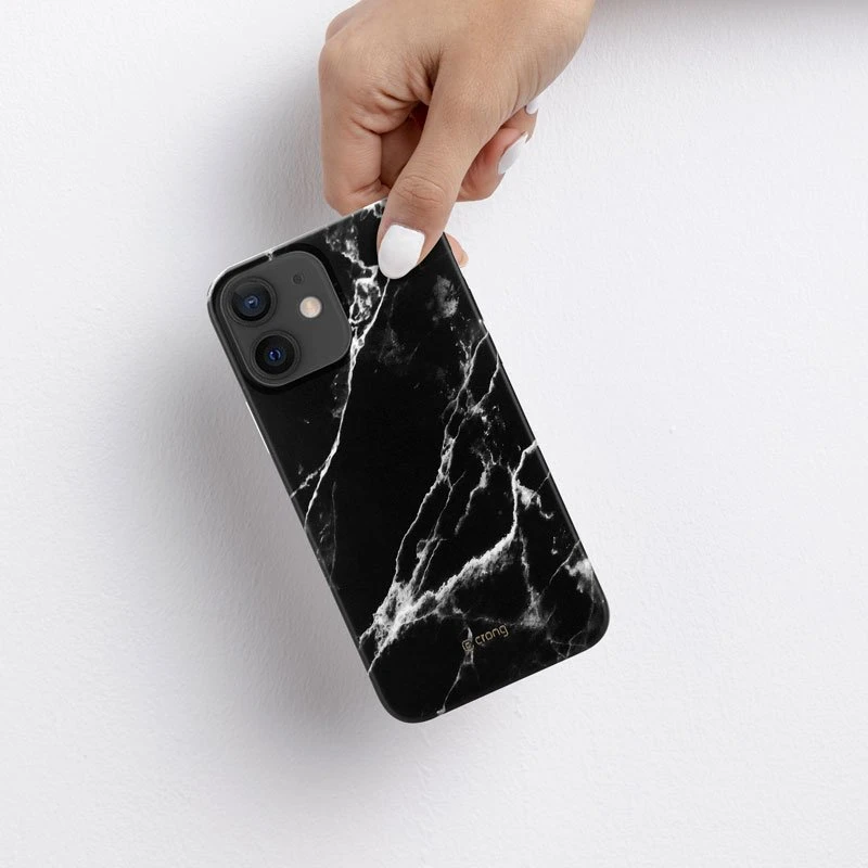 Crong Marble dėklas - dėklas skirtas Apple iPhone 12 Mini Juodas